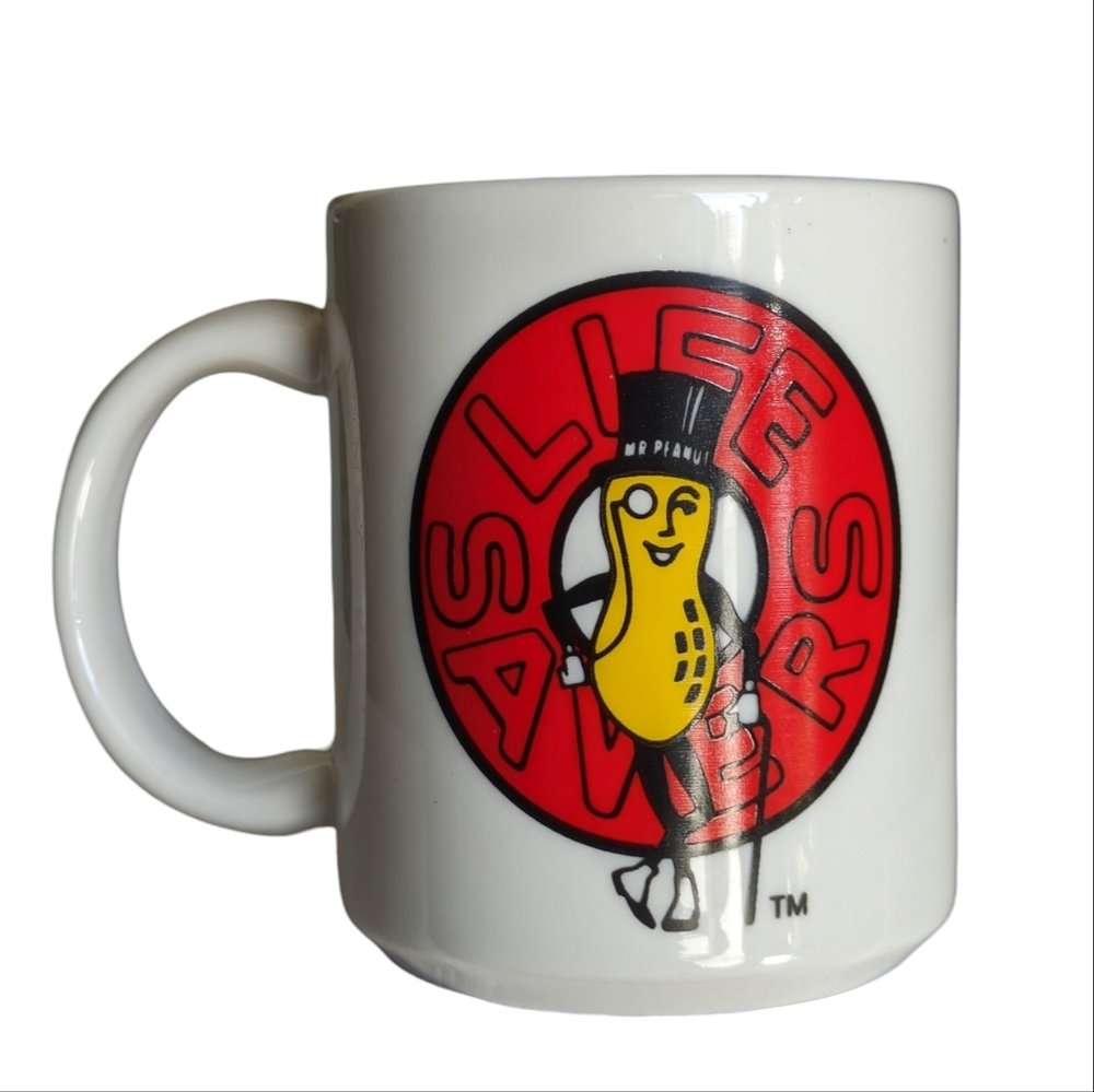 Planters Mr. Peanut x Lifesavers Candy Vintage Advertising Coffee Mug Rare Find